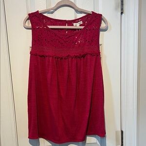 Max Studio Sleeveless Top with Lace Detail in Red